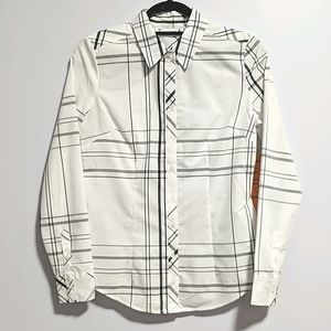NY&Co Button Up Plaid Shirt with Secret Snap